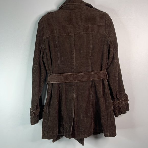 Weatherproof Corduroy Double Breasted Belted Trench Coat Jacket brown lined M - Picture 8 of 13